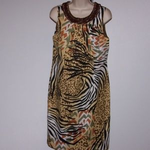 Peter Nygard Linen Blend Animal Print Dress 10